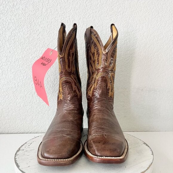 Rod Patrick Mens Cowboy Boots 13AA Perro Loco Brown Leather Western Square Toe - Picture 5 of 13